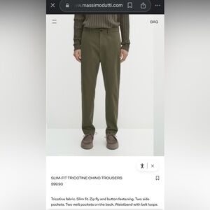 MASSIMO DUTTI ZARA SLIM-FIT BRUSHED COTTON KHAKIS CHINOS PANTS TROUSERS SIZE 30.